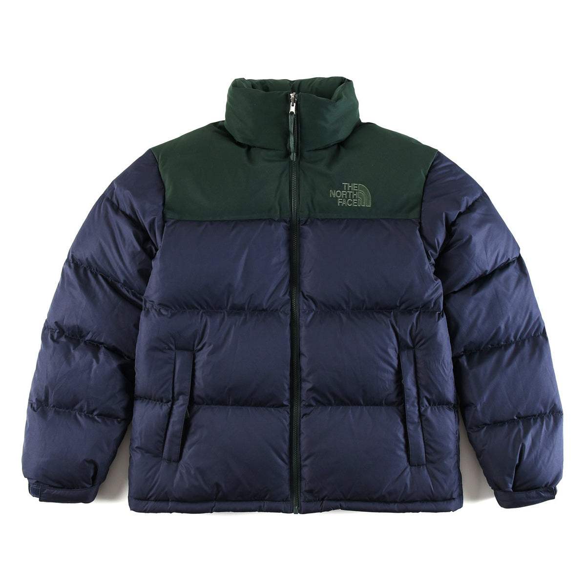 The North Face 1996 Retro Nuptse Jacket – Navy & Dark Green Color Block | Women's & Men's Styling