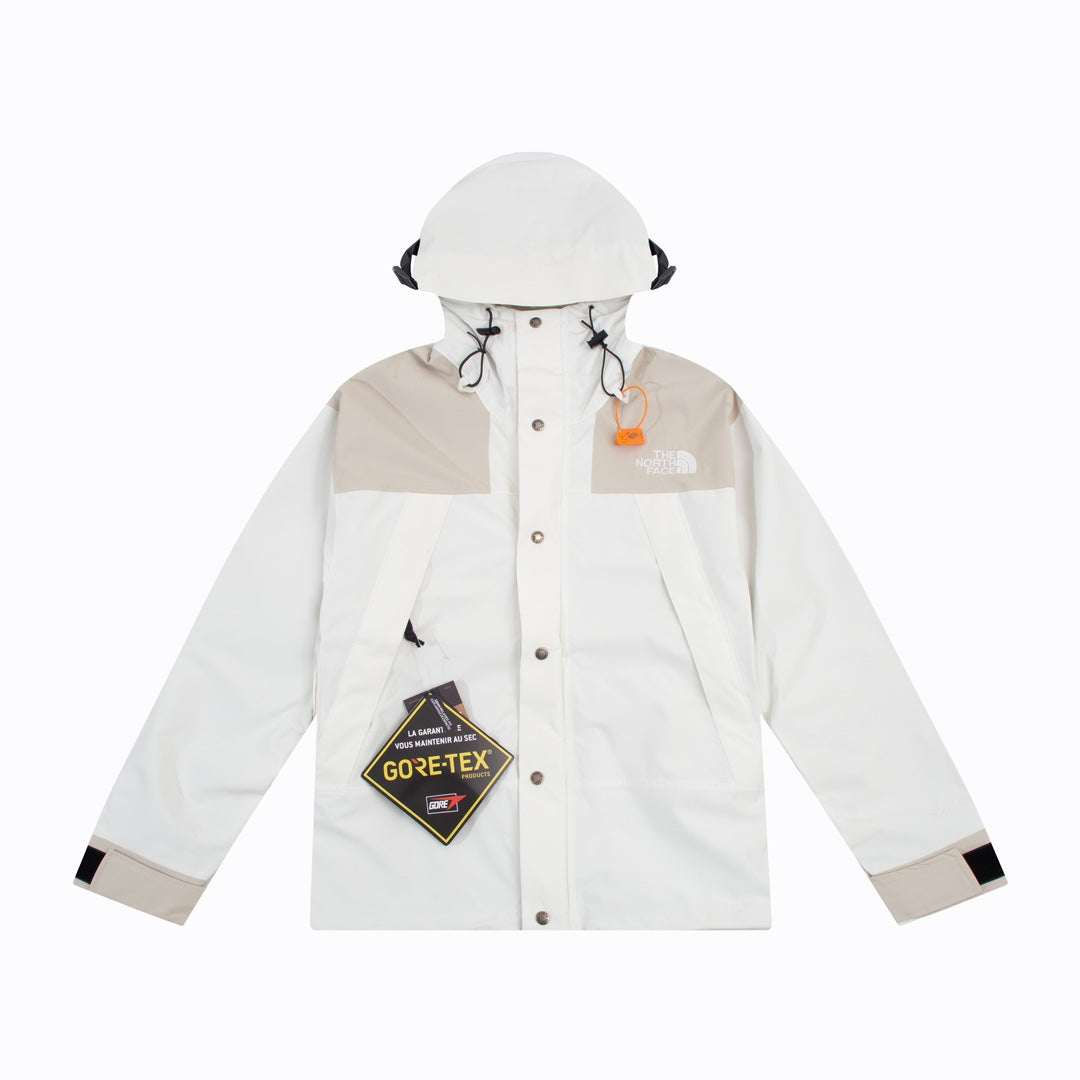 The North Face Men's GORE-TEX Hooded Mountain Jacket | White & Beige Color Block