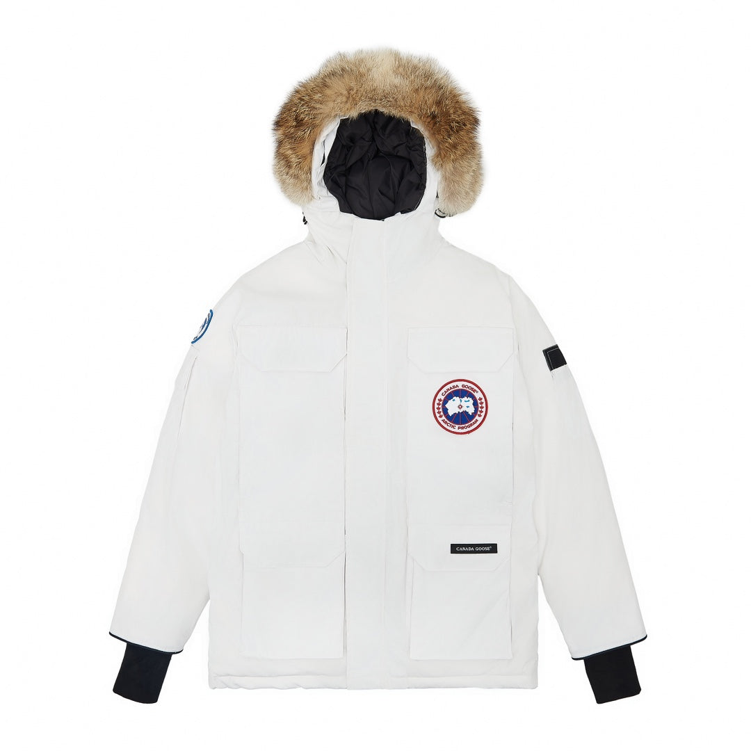 Canada Goose Women's Men's Fur Hood Parka Jacket - White