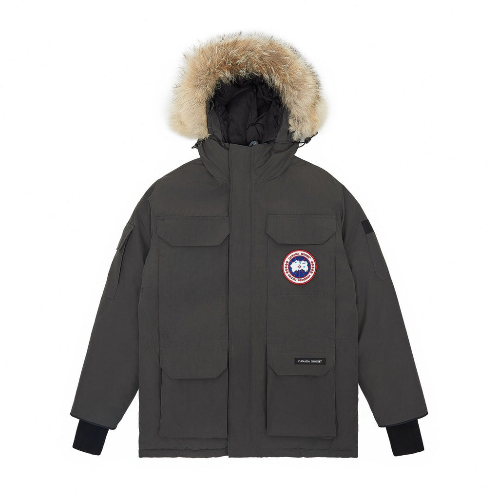Canada Goose Women's Men's Fur Hood Parka Jacket - Dark Grey
