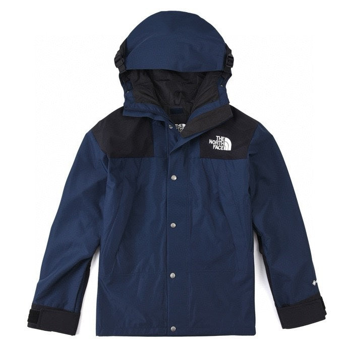 The North Face Women's Men's Hooded Mountain Jacket - Navy Blue & Black Color Block