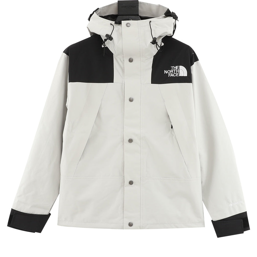 The North Face Women's Men's GORE-TEX Hooded Mountain Jacket - Off White & Black Color Block Waterproof Shell
