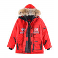 Canada Goose Women's Men's Expedition Down Parka Jacket with Coyote Fur - Red