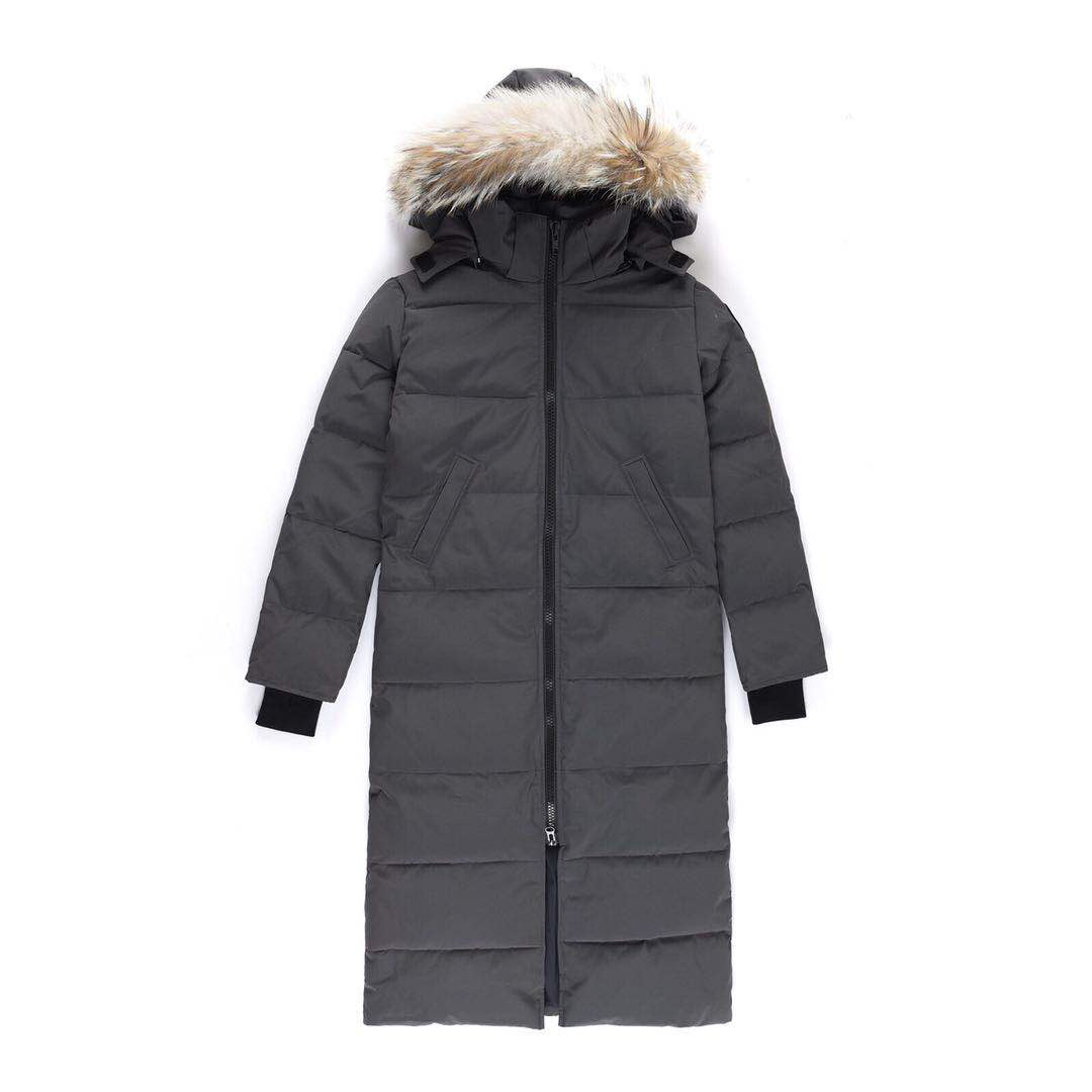 Canada Goose Women's Men's Fur Hood Long Puffer Coat - Dark Grey