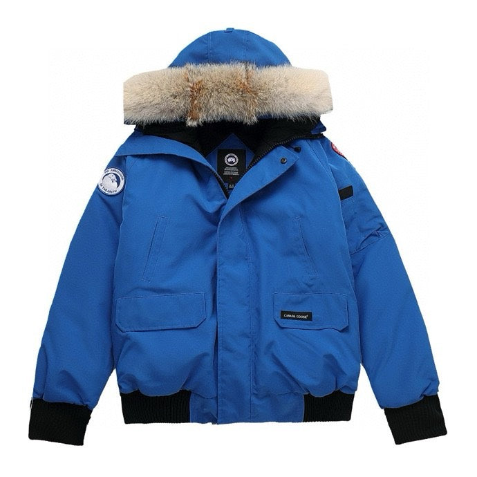 Canada Goose Women's Men's Fur Hood Down Bomber Jacket - Royal Blue