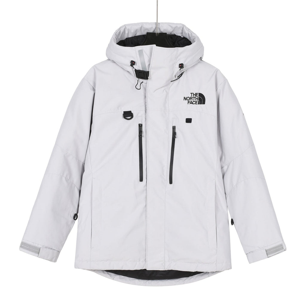 The North Face Men's White Hooded Ski Jacket | Outdoor Winter Outerwear