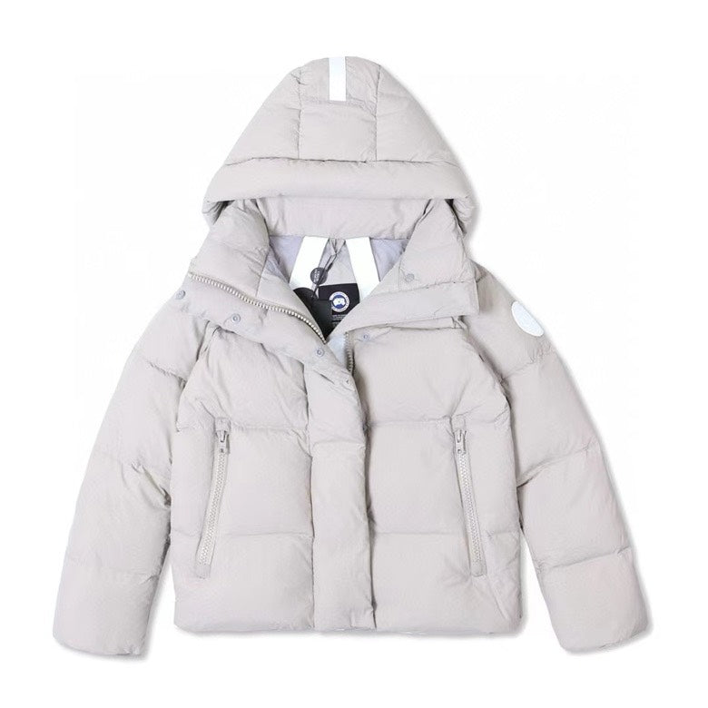 Canada Goose Women's Men's Short Hooded Down Jacket - Light Gray