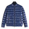 Moncler Women's Men's Stand Collar Short Down Jacket - Navy Blue