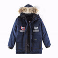 Canada Goose Women's Men's Expedition Down Parka Jacket with Coyote Fur - Navy Blue