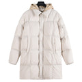 Moncler Women's Men's Mid-Length Hooded Down Coat - Off White