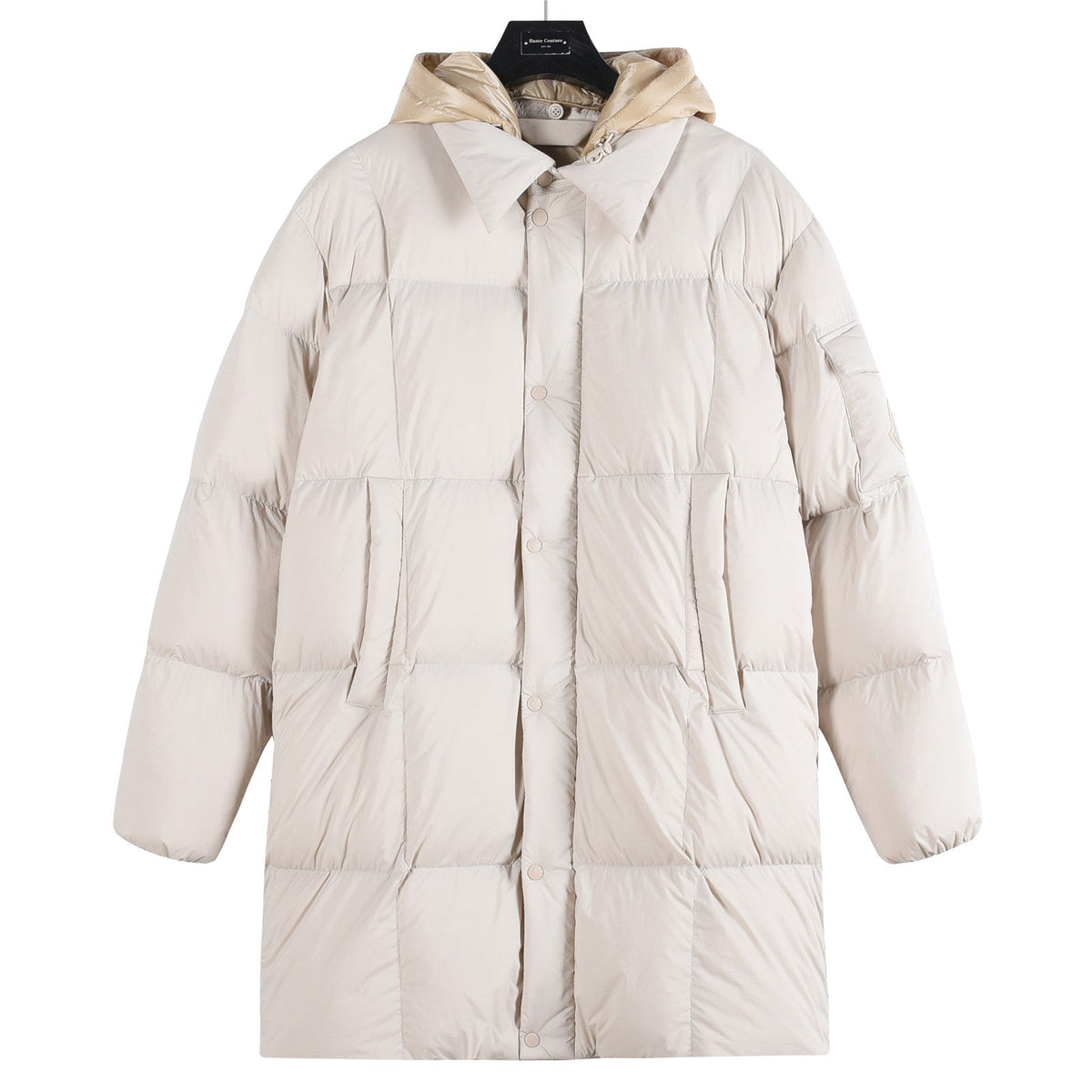 Moncler Women's Men's Mid-Length Hooded Down Coat - Off White