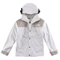 The North Face Women's Men's GORE-TEX Hooded Mountain Jacket - White & Light Khaki Color Block Waterproof Shell