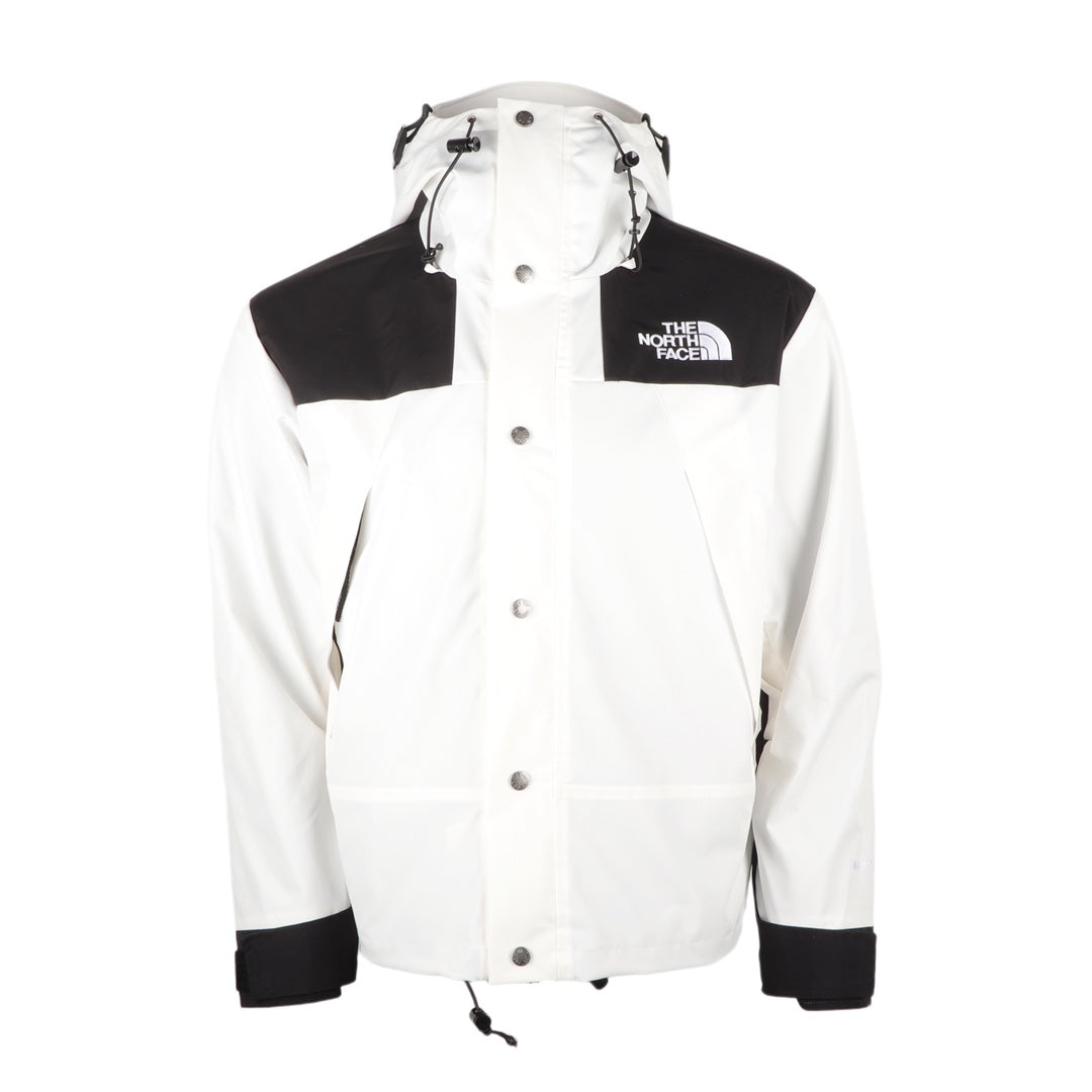 The North Face Women's Men's GORE-TEX Hooded Mountain Jacket - White & Black Color Block Waterproof Shell