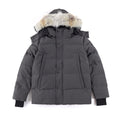 Canada Goose Women's Men's Fur Hood Mid-Length Puffer Jacket - Dark Grey