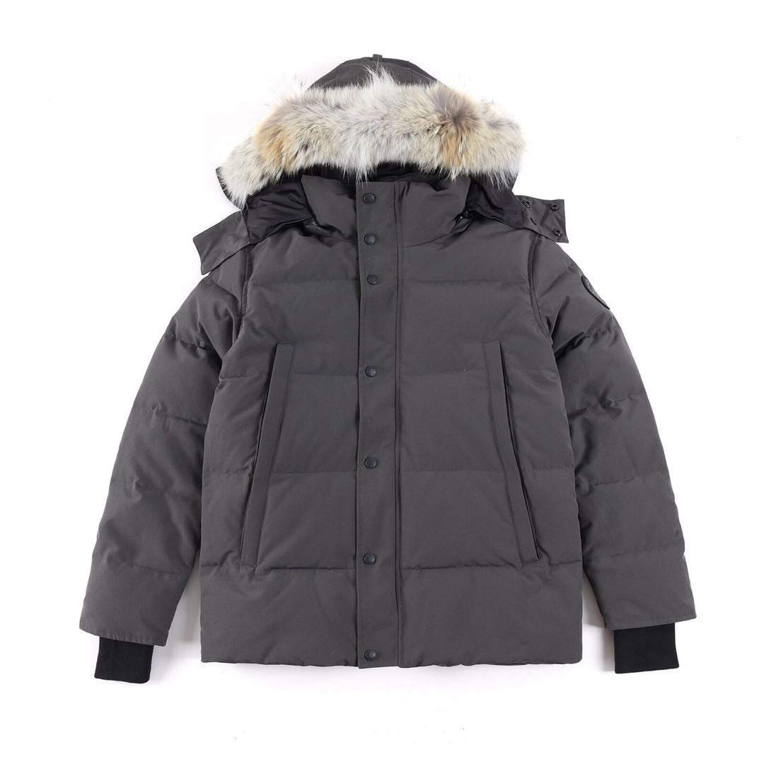 Canada Goose Women's Men's Fur Hood Mid-Length Puffer Jacket - Dark Grey
