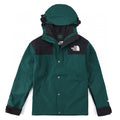 The North Face Women's Men's Hooded Mountain Jacket - Dark Green & Black Color Block