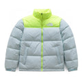 The North Face 1996 Retro Nuptse Jacket – Light Gray & Neon Green Color Block | Women's & Men's Styling