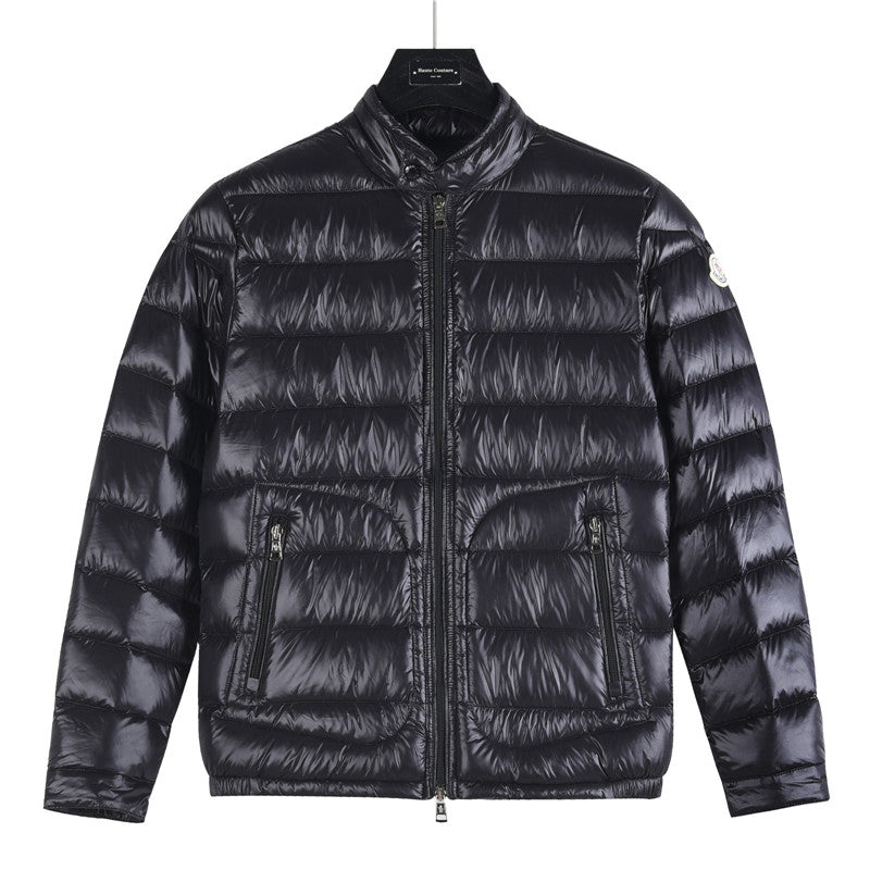 Moncler Women's Men's Stand Collar Short Down Jacket - Black