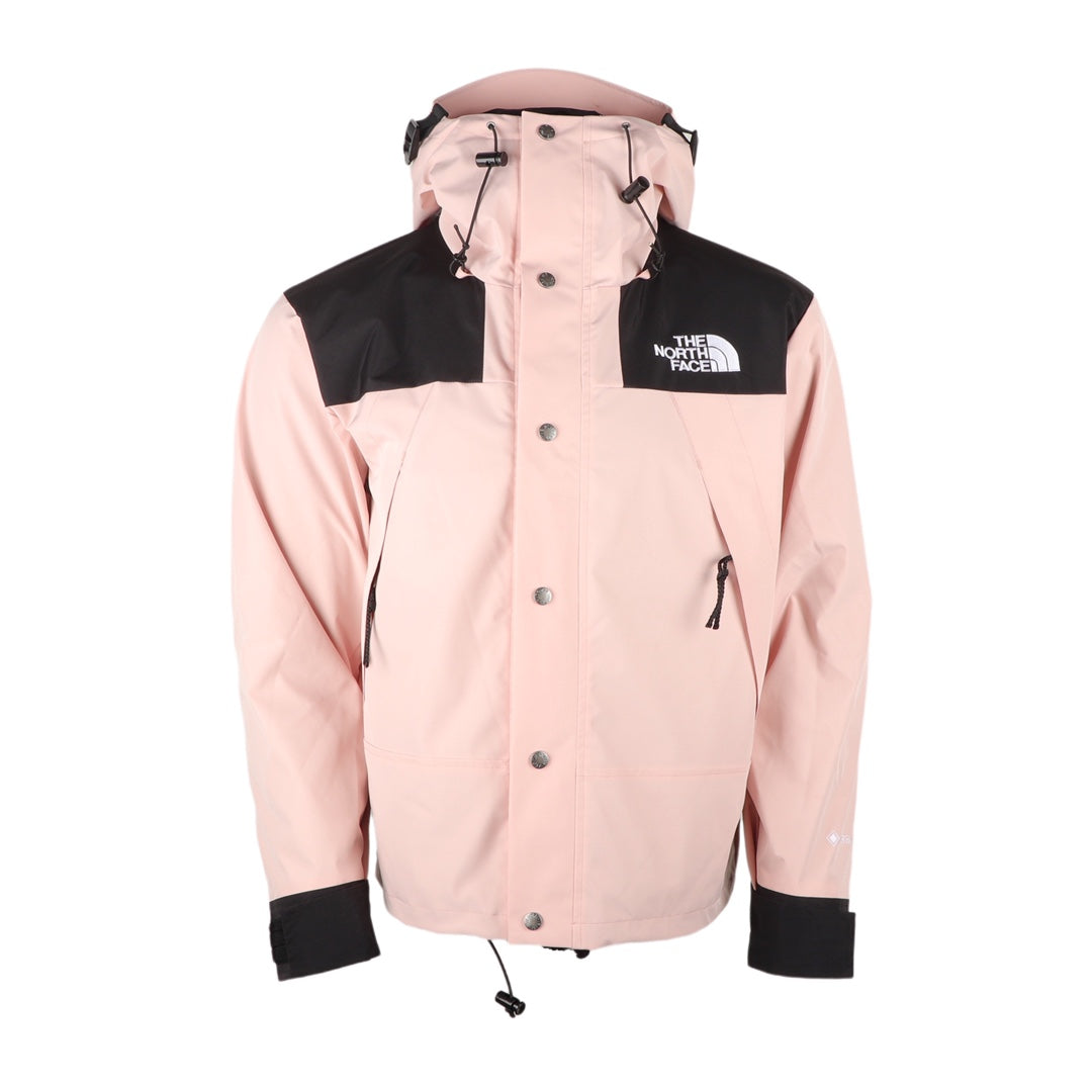 The North Face Women's Men's GORE-TEX Hooded Mountain Jacket - Light Pink & Black Color Block Waterproof Shell