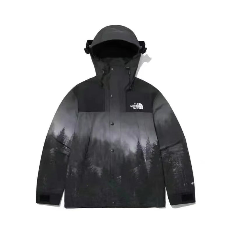 The North Face Women's Men's GORE-TEX Hooded Mountain Jacket - Forest Print Gradient
