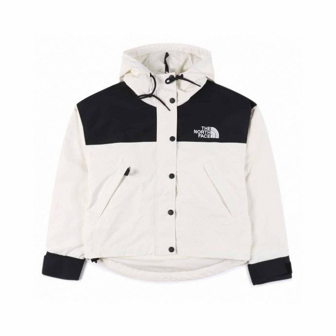The North Face Women's Cropped Hooded Jacket Cream Black Color Block
