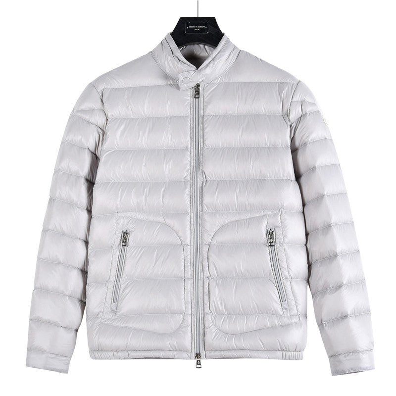 Moncler Women's Men's Lightweight Stand Collar Down Jacket - Light Grey