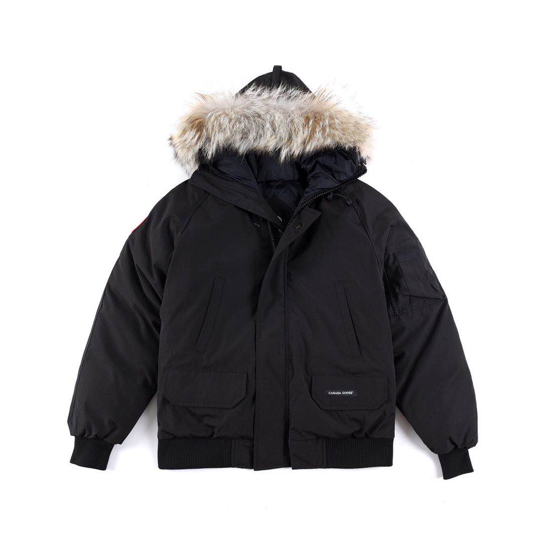 Canada Goose Women's Men's Fur Hood Bomber Parka Jacket - Black