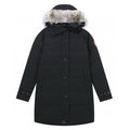 Canada Goose Women's Men's Long Hooded Down Jacket with Coyote Fur - Black