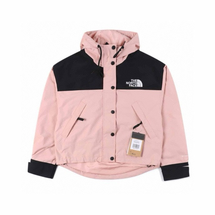 The North Face Women's Men's Cropped Hooded Jacket - Pink & Black Color Block