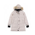 Canada Goose Women's Men's Long Hooded Down Jacket with Coyote Fur - Beige