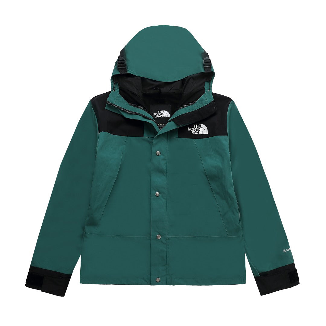 The North Face Women's Men's GORE-TEX Hooded Mountain Jacket - Teal & Black Color Block Waterproof Shell