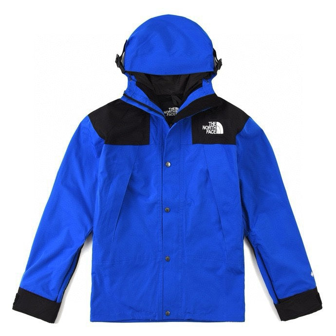 The North Face Women's Men's Hooded Mountain Jacket - Bright Blue & Black Color Block