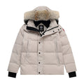 Canada Goose Women's Men's Fur Hood Mid-Length Puffer Jacket - Beige