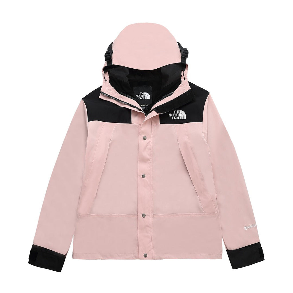 The North Face Women's Men's GORE-TEX Hooded Mountain Jacket - Pink & Black Color Block Waterproof Shell