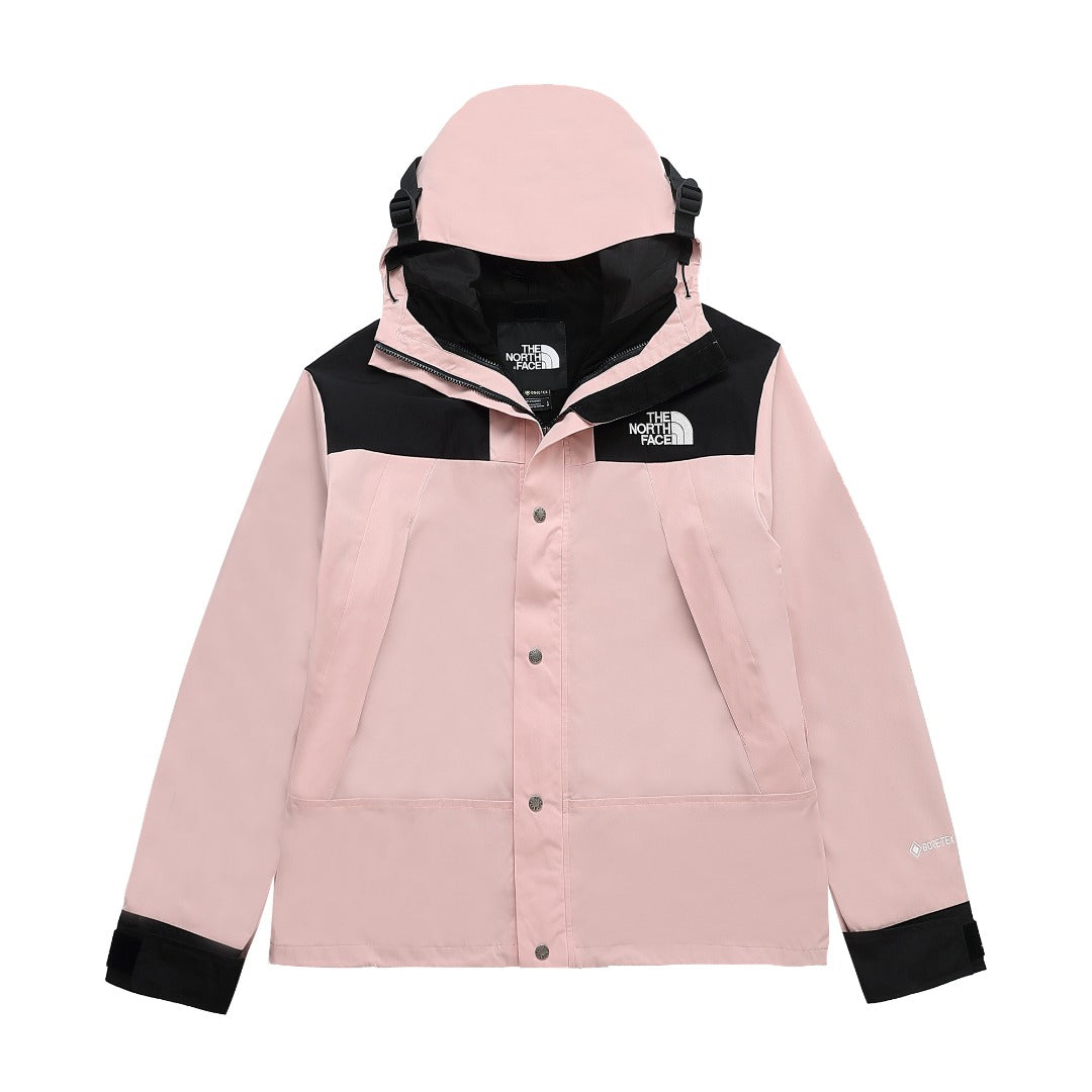 The North Face Women's Men's GORE-TEX Hooded Mountain Jacket - Pink & Black Color Block Waterproof Shell