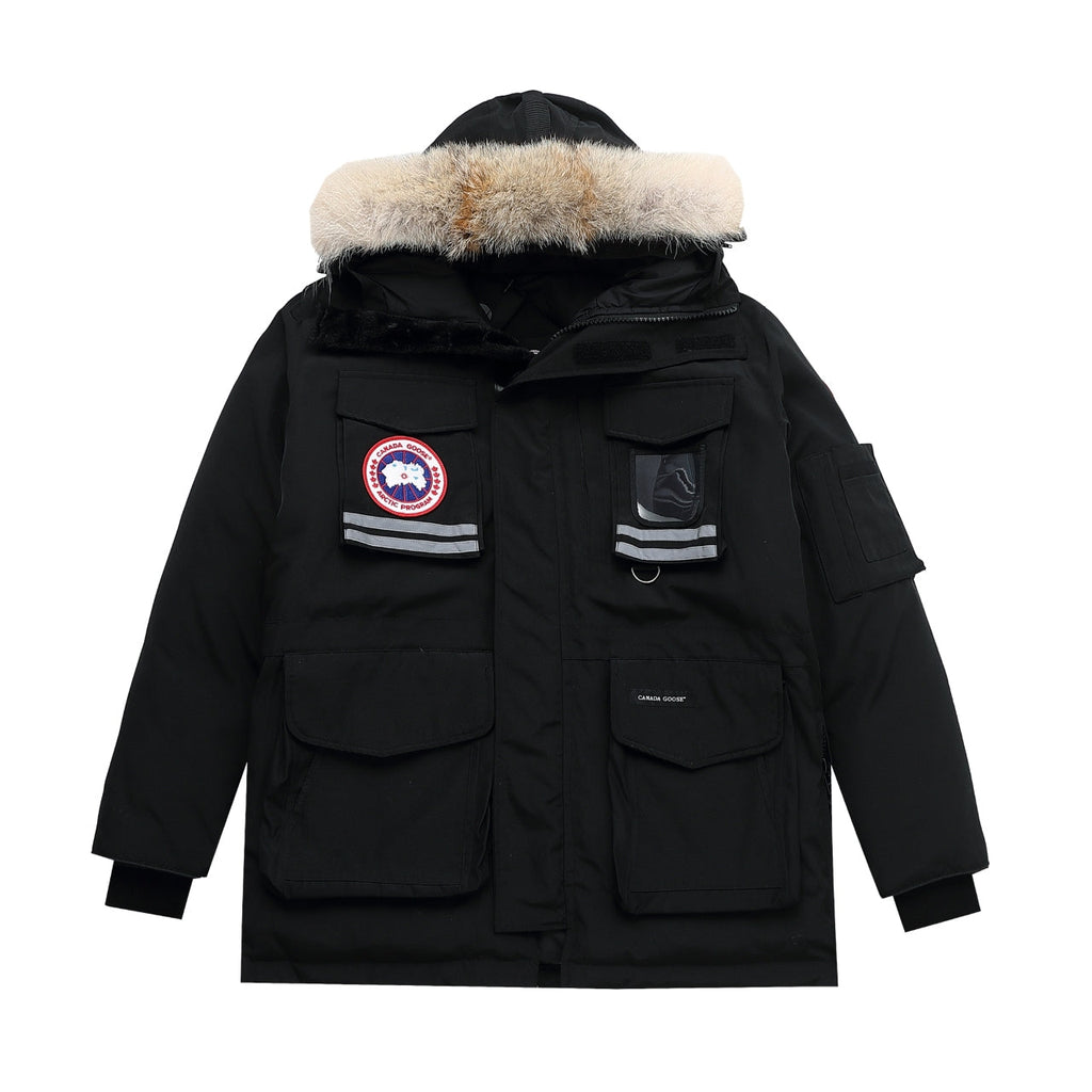 Canada Goose Women's Men's Expedition Down Parka Jacket with Coyote Fur - Black
