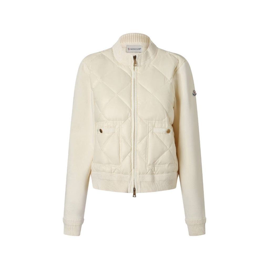 Moncler Women's Men's Knit Panel Short Down Jacket - Off White