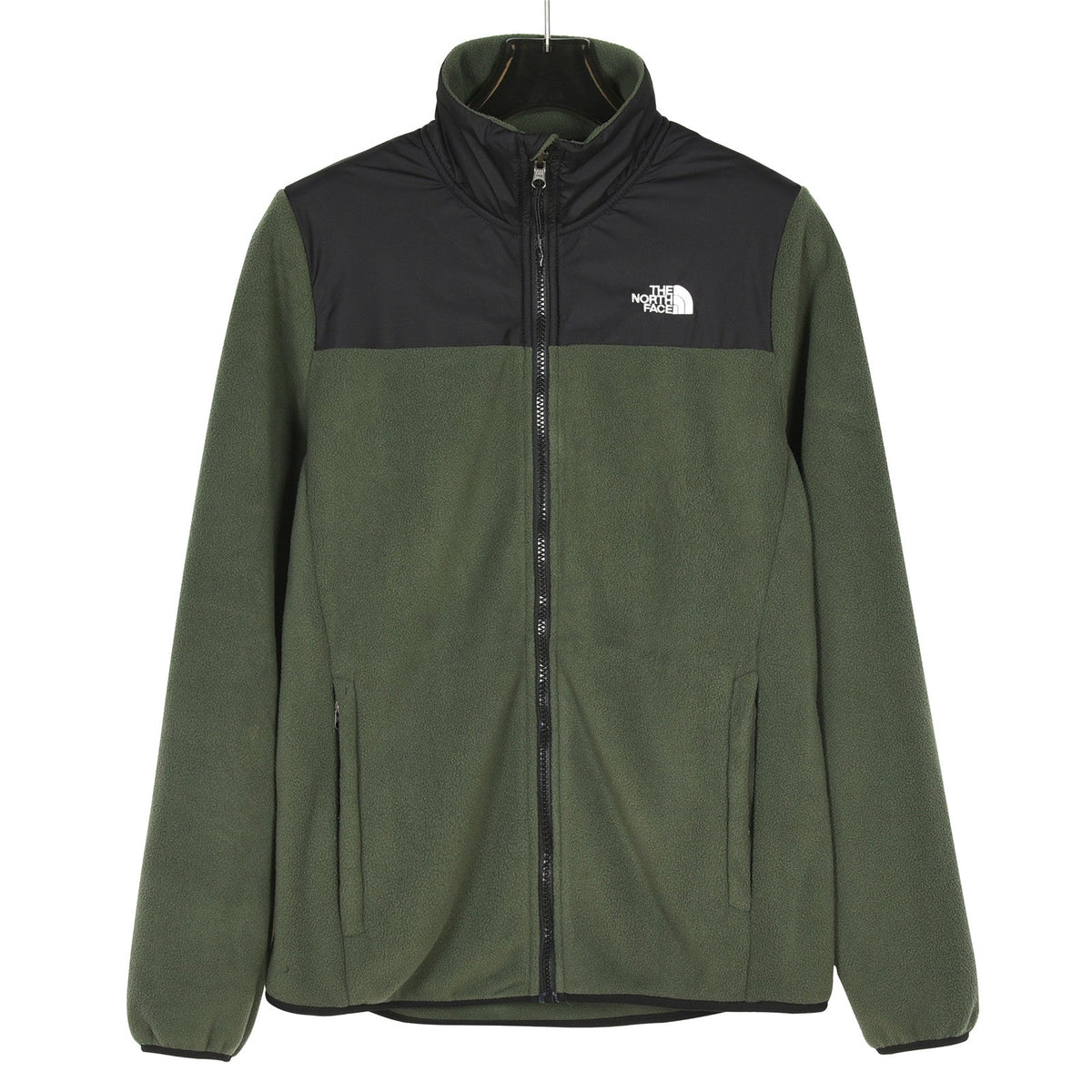 The North Face Women's Men's Full Zip Fleece Jacket - Olive Green & Black Color Block