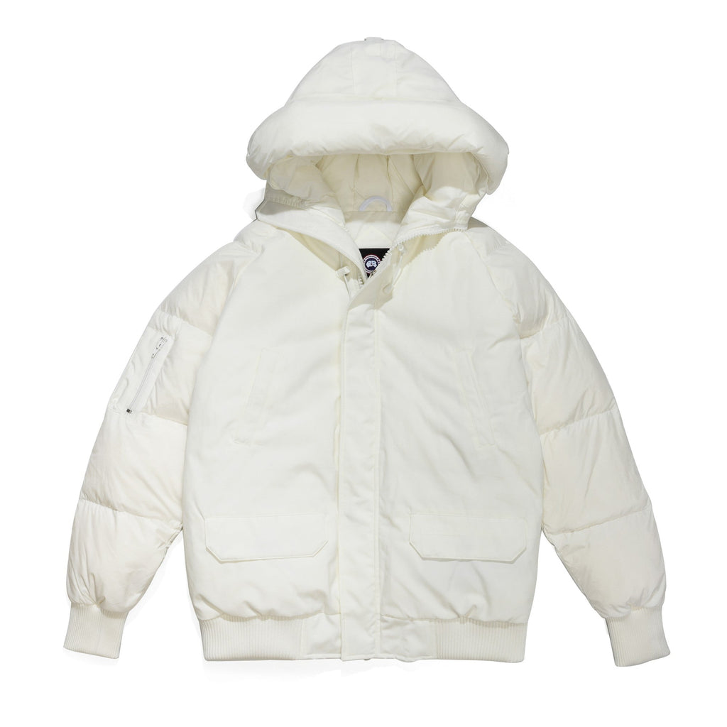 Canada Goose Women's Men's Hooded Down Bomber Jacket - White