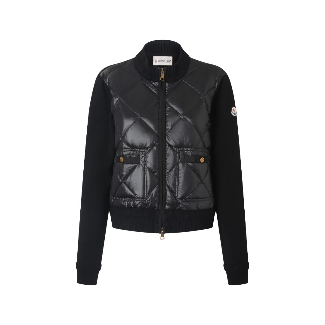 Moncler Women's Men's Knit Panel Short Down Jacket - Black