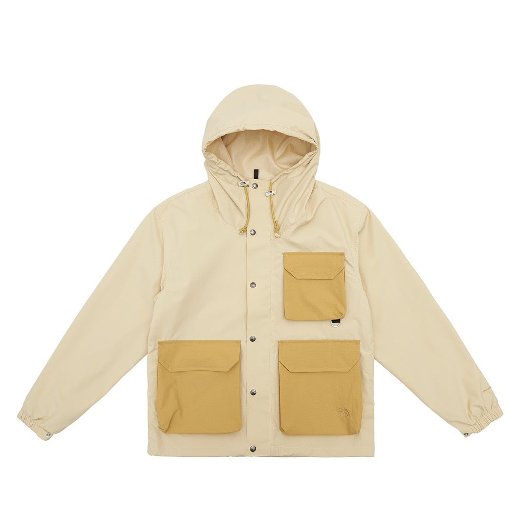 The North Face Women's Men's Multi-Pocket Hooded Jacket - Cream & Khaki Color Block