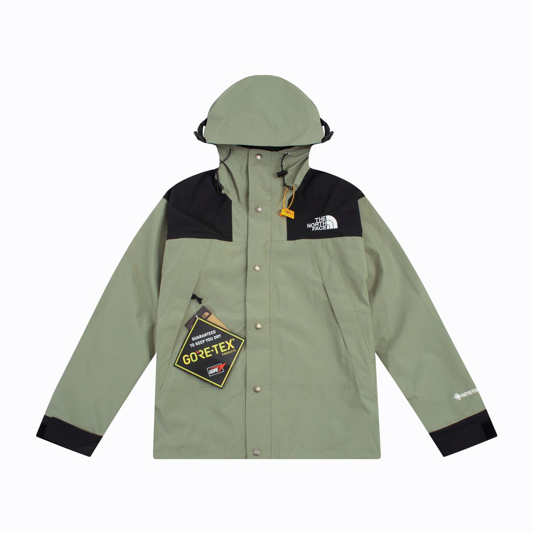 The North Face Men's Sage Green Black Color Block GORE-TEX Hooded Mountain Jacket