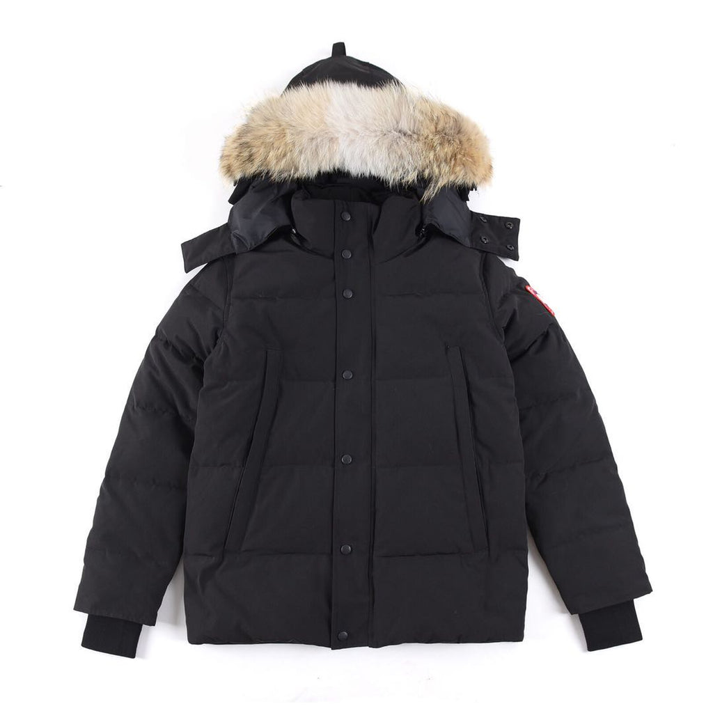 Canada Goose Women's Men's Fur Hood Mid-Length Puffer Jacket - Black