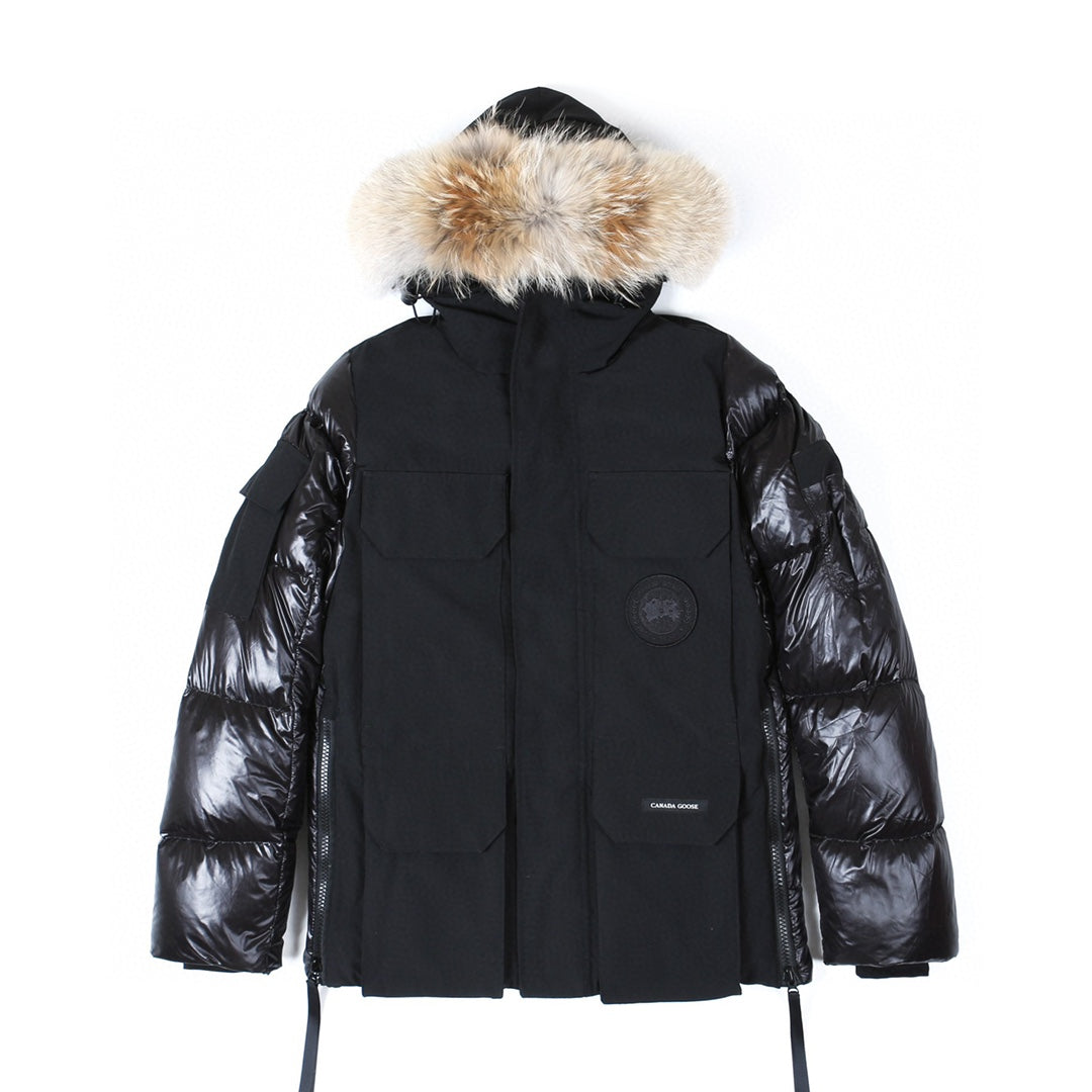 Canada Goose Women's Men's Patchwork Fur Hood Parka Jacket - Black