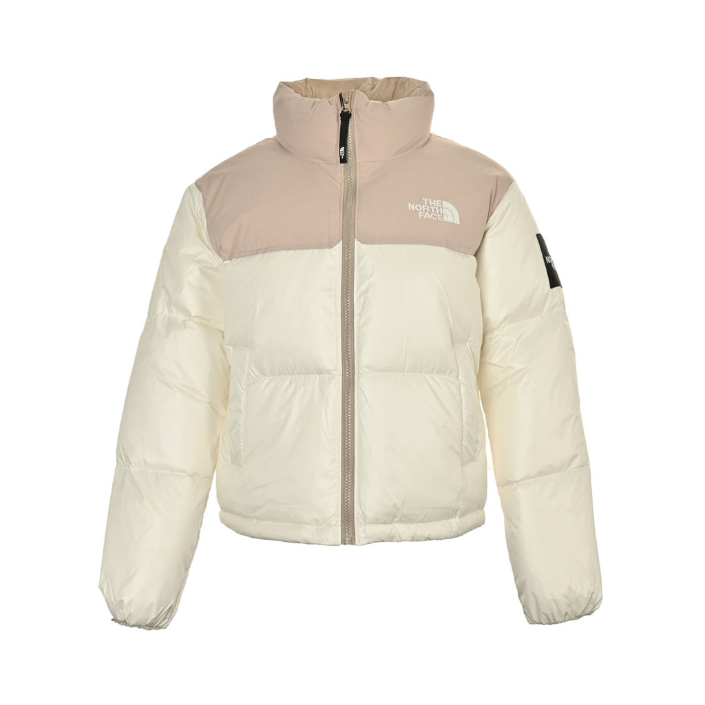 The North Face Women's Cropped Puffer Jacket Cream Beige Color Block