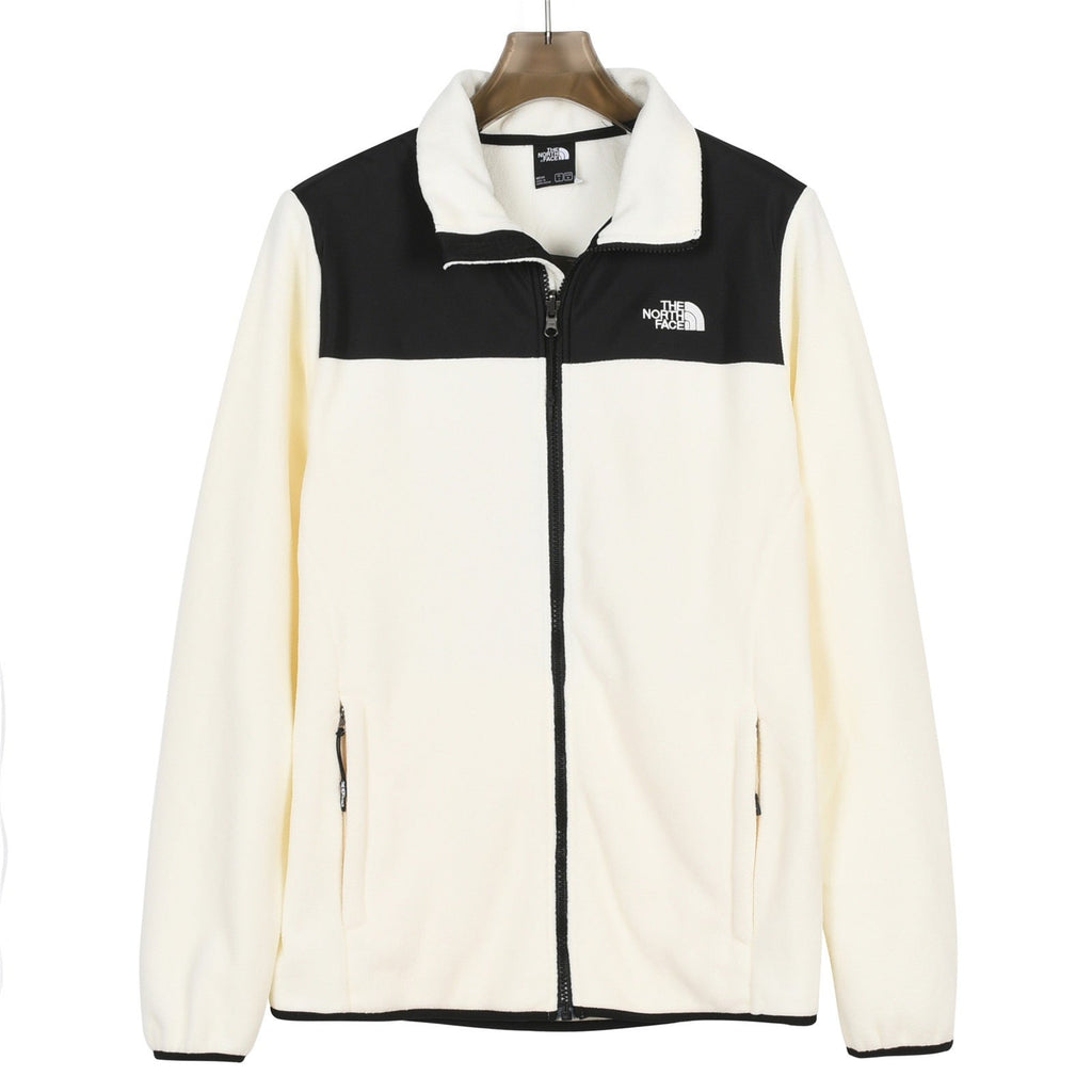 The North Face Women's Men's Fleece Jacket - Off White & Black Color Block