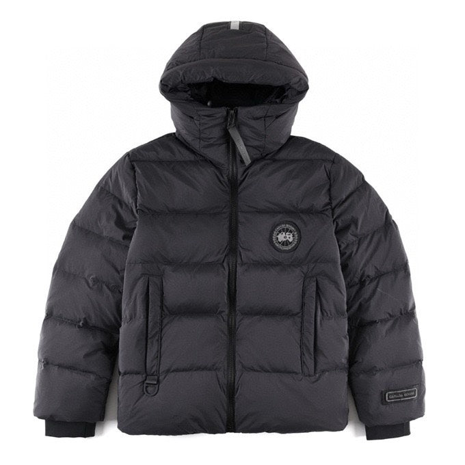 Canada Goose Women's Men's Black Badge Short Hooded Down Jacket - Black