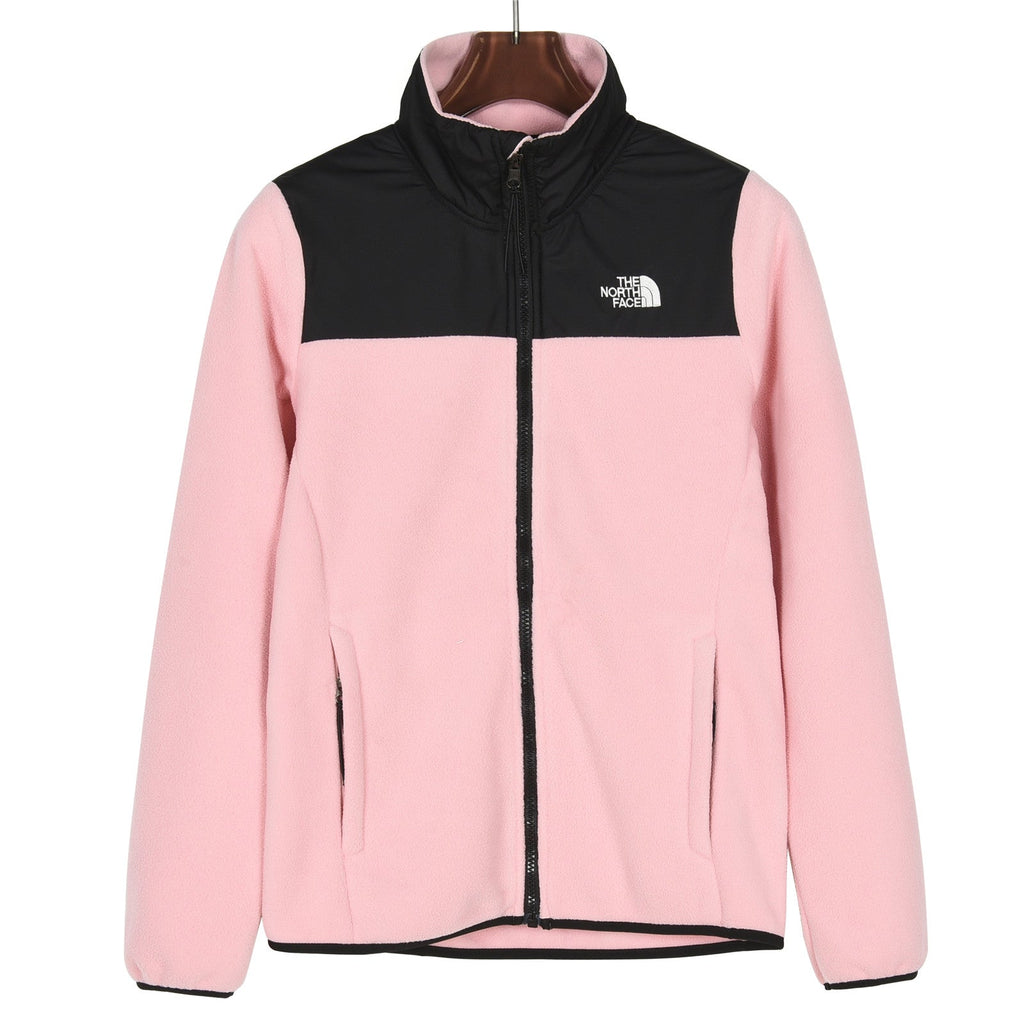 The North Face Women's Men's Fleece Jacket - Light Pink & Black Color Block