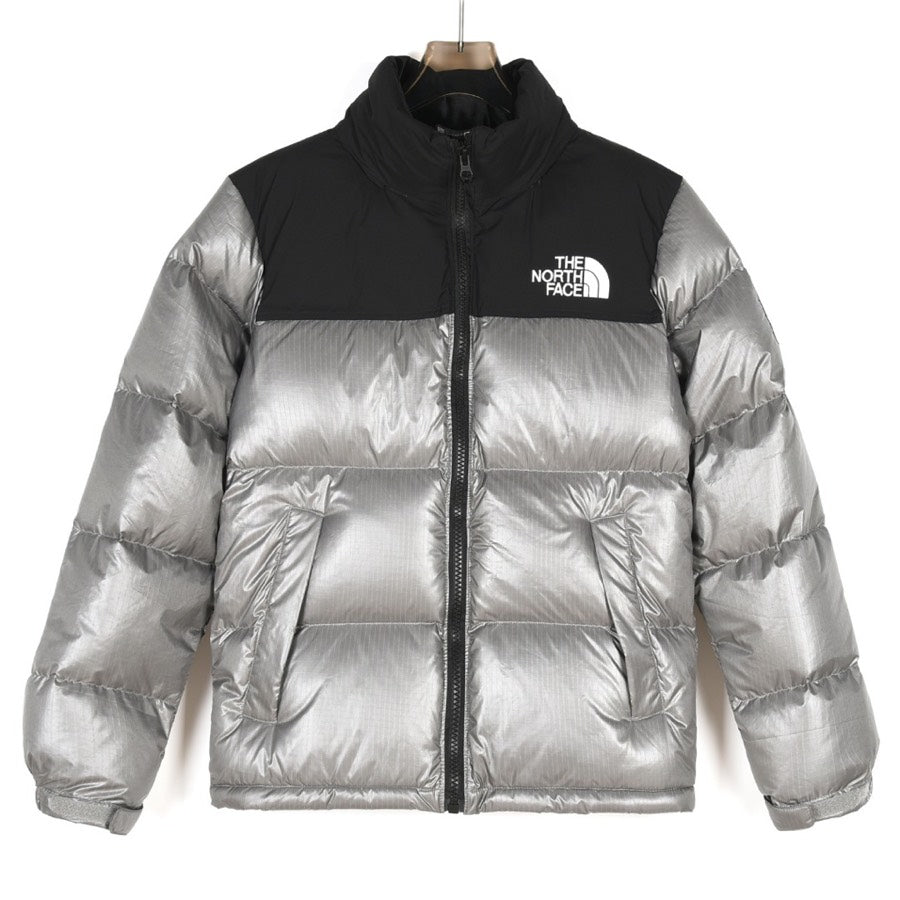 The North Face 1996 Retro Nuptse Jacket – Metallic Silver & Black Color Block | Women's & Men's Styling