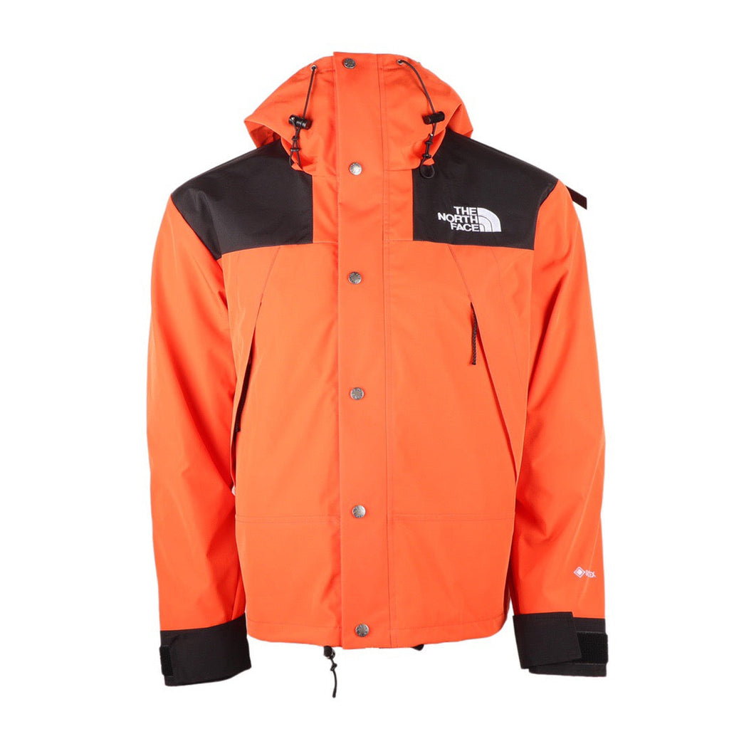 The North Face Women's Men's GORE-TEX Hooded Mountain Jacket - Orange & Black Color Block Waterproof Shell